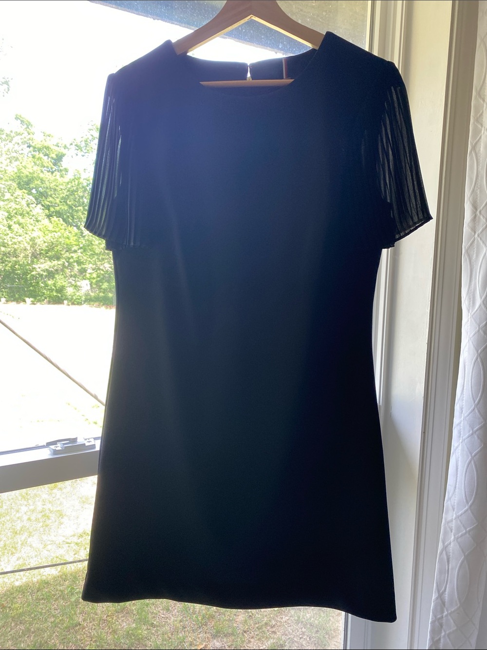 Tommy Hilfiger Black Mini Dress with Pleated Short Sleeves